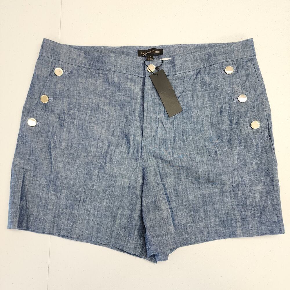 Banana Republic Blue Linen-Blend Sailor Shorts